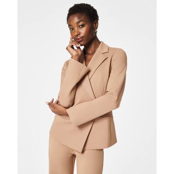 NWT Spanx Perfect Asymmetrical Tailored Toffee Blazer Women’s Size Medium - Picture 1 of 9